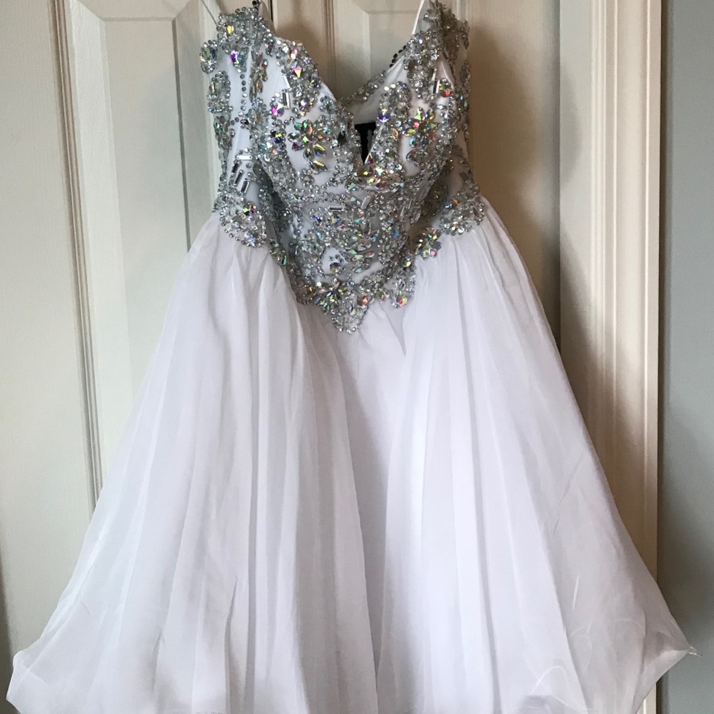 Gorgeous Silver and White Prom Gown